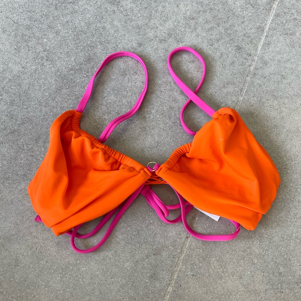 NWT Orange and Pink Bikini Top Sz 34C